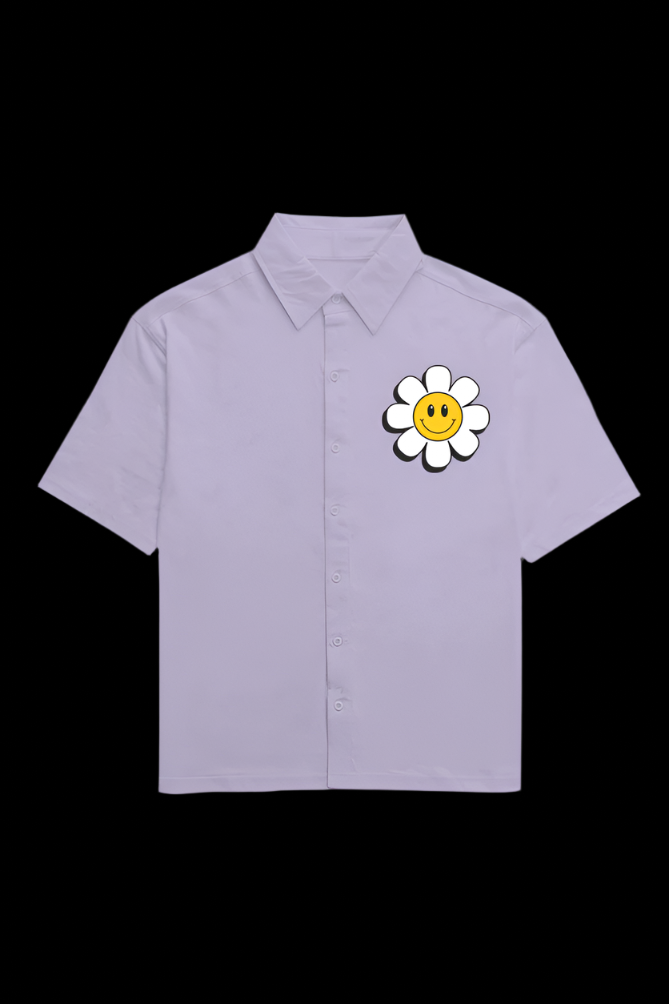 Cotton Shirt | Lavender with Smiley Flower Print